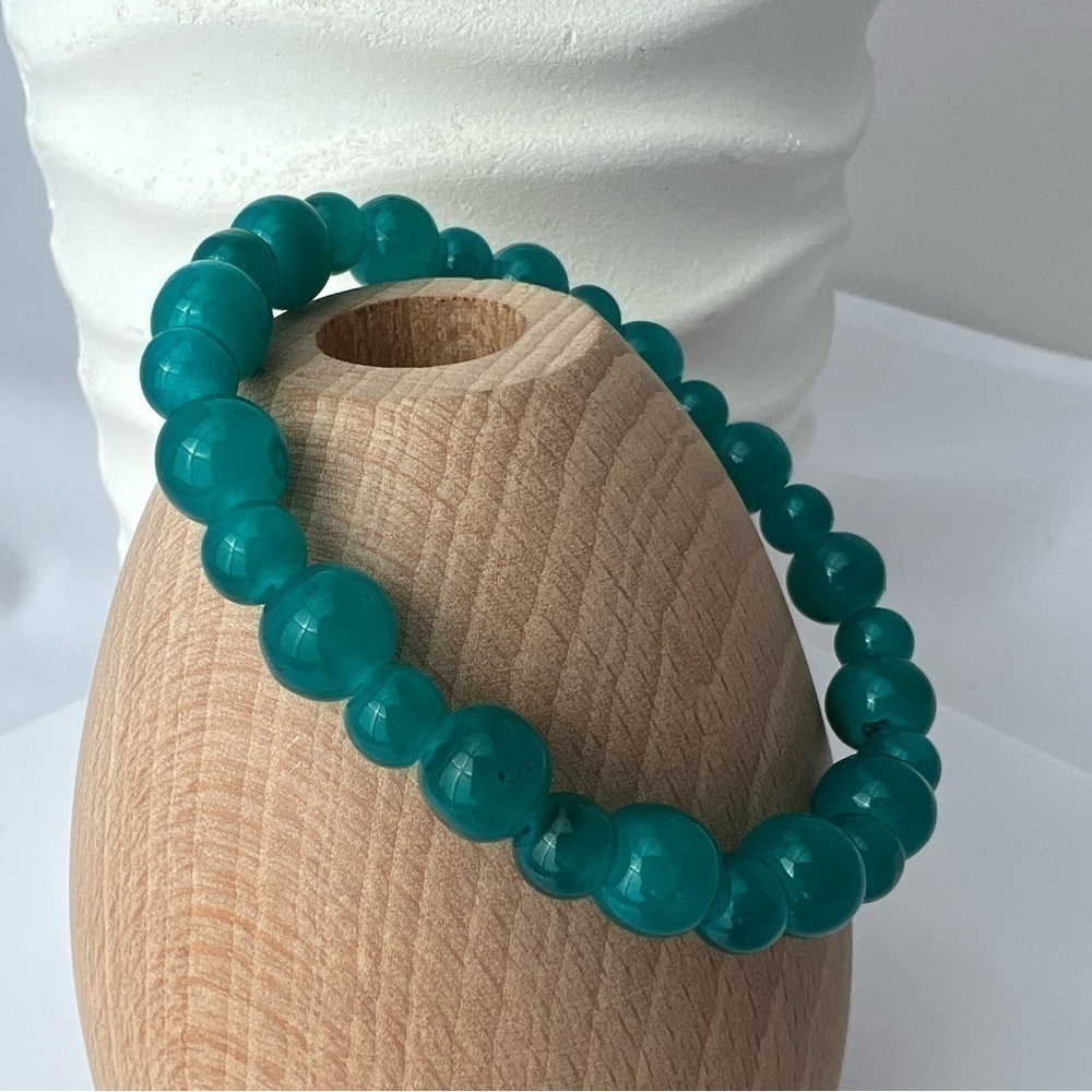 Teal Stretch Beaded Bracelet - Picture 3 of 13